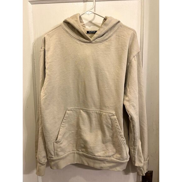 TALENTLESS Cream 100% Cotton Pullover Sweatshirt Hoodie Top  Mens Size Medium - Picture 2 of 10